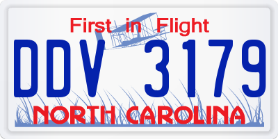 NC license plate DDV3179