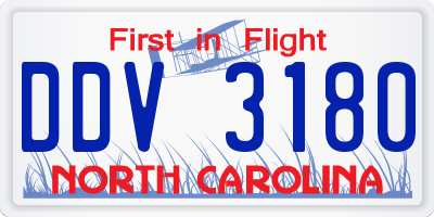 NC license plate DDV3180