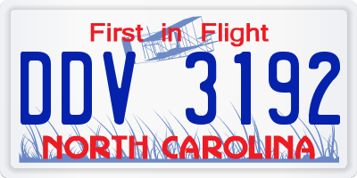 NC license plate DDV3192