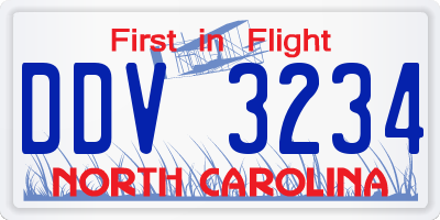 NC license plate DDV3234