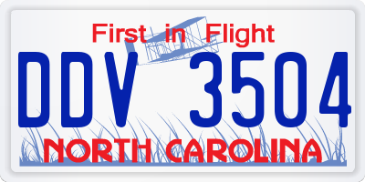 NC license plate DDV3504