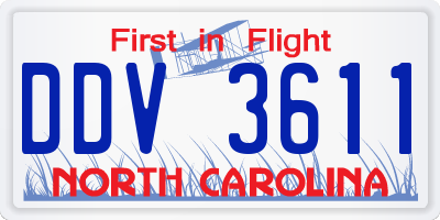 NC license plate DDV3611