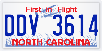 NC license plate DDV3614