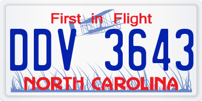 NC license plate DDV3643