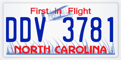NC license plate DDV3781