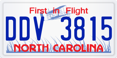 NC license plate DDV3815