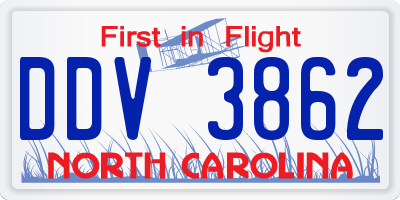 NC license plate DDV3862