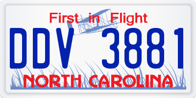 NC license plate DDV3881