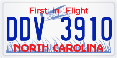 NC license plate DDV3910