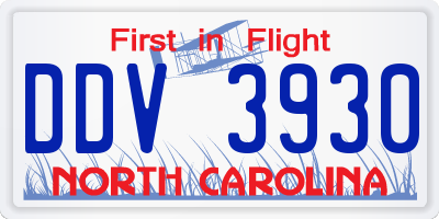 NC license plate DDV3930