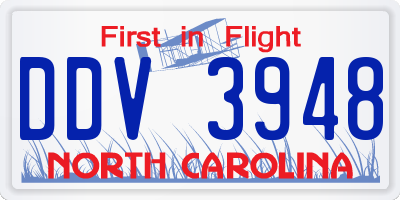 NC license plate DDV3948