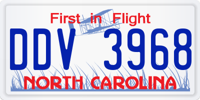NC license plate DDV3968