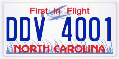 NC license plate DDV4001