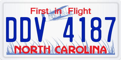 NC license plate DDV4187