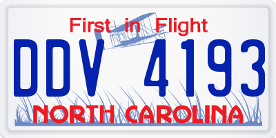NC license plate DDV4193