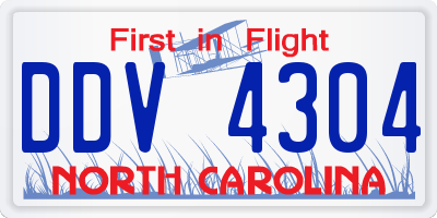 NC license plate DDV4304