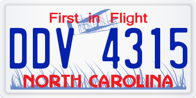 NC license plate DDV4315