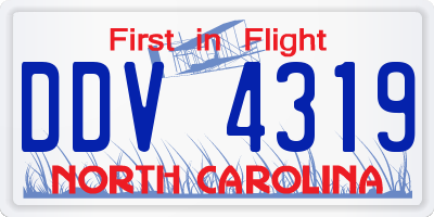 NC license plate DDV4319
