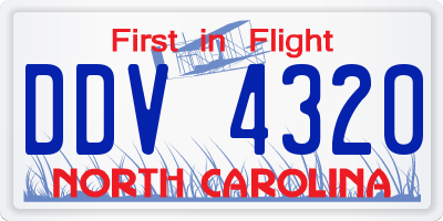 NC license plate DDV4320