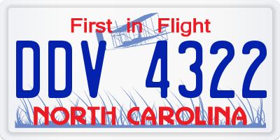 NC license plate DDV4322