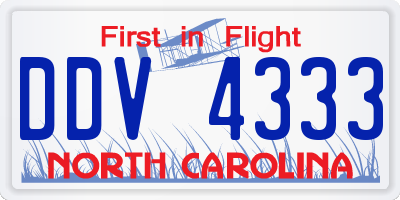 NC license plate DDV4333