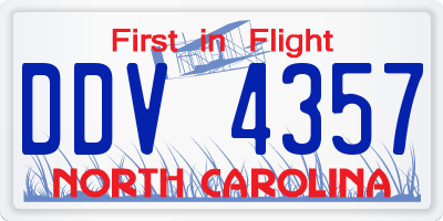 NC license plate DDV4357