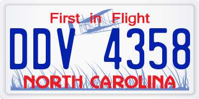 NC license plate DDV4358
