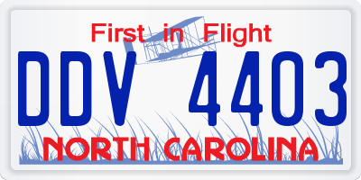 NC license plate DDV4403