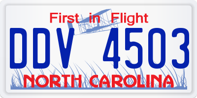 NC license plate DDV4503