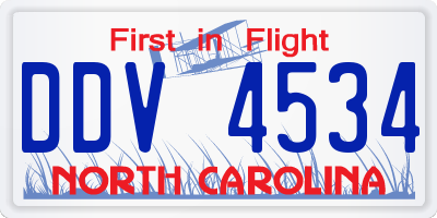 NC license plate DDV4534