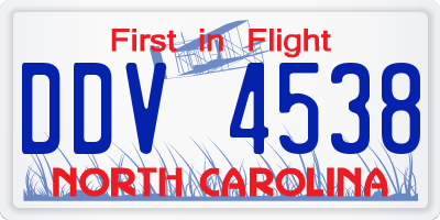 NC license plate DDV4538