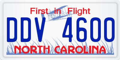 NC license plate DDV4600