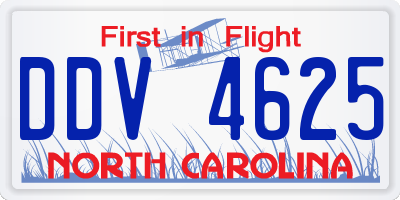 NC license plate DDV4625