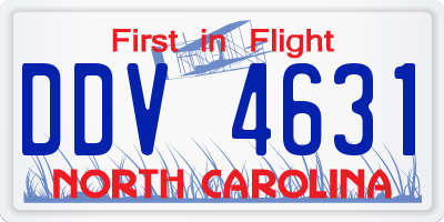 NC license plate DDV4631