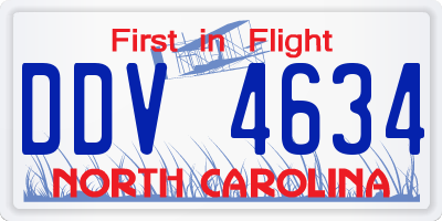 NC license plate DDV4634