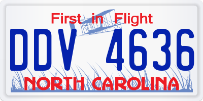 NC license plate DDV4636