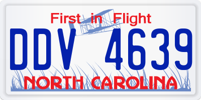NC license plate DDV4639