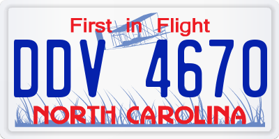NC license plate DDV4670