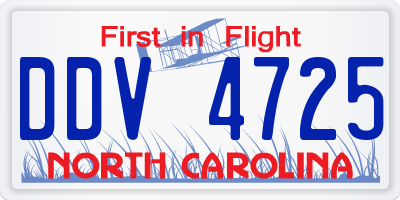 NC license plate DDV4725