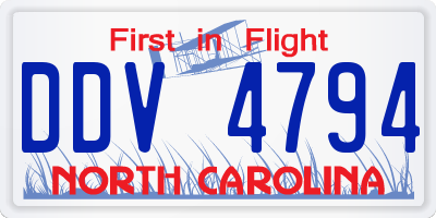 NC license plate DDV4794