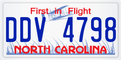 NC license plate DDV4798