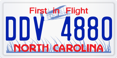 NC license plate DDV4880