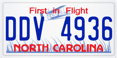 NC license plate DDV4936