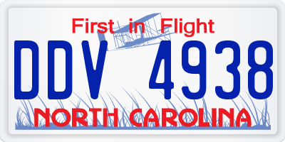 NC license plate DDV4938
