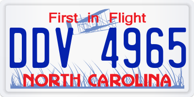 NC license plate DDV4965