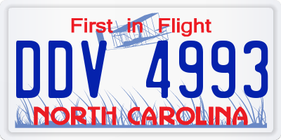 NC license plate DDV4993