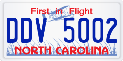NC license plate DDV5002