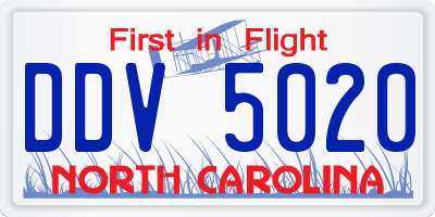 NC license plate DDV5020
