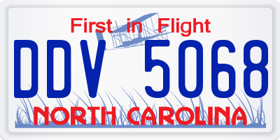 NC license plate DDV5068