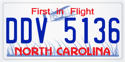 NC license plate DDV5136